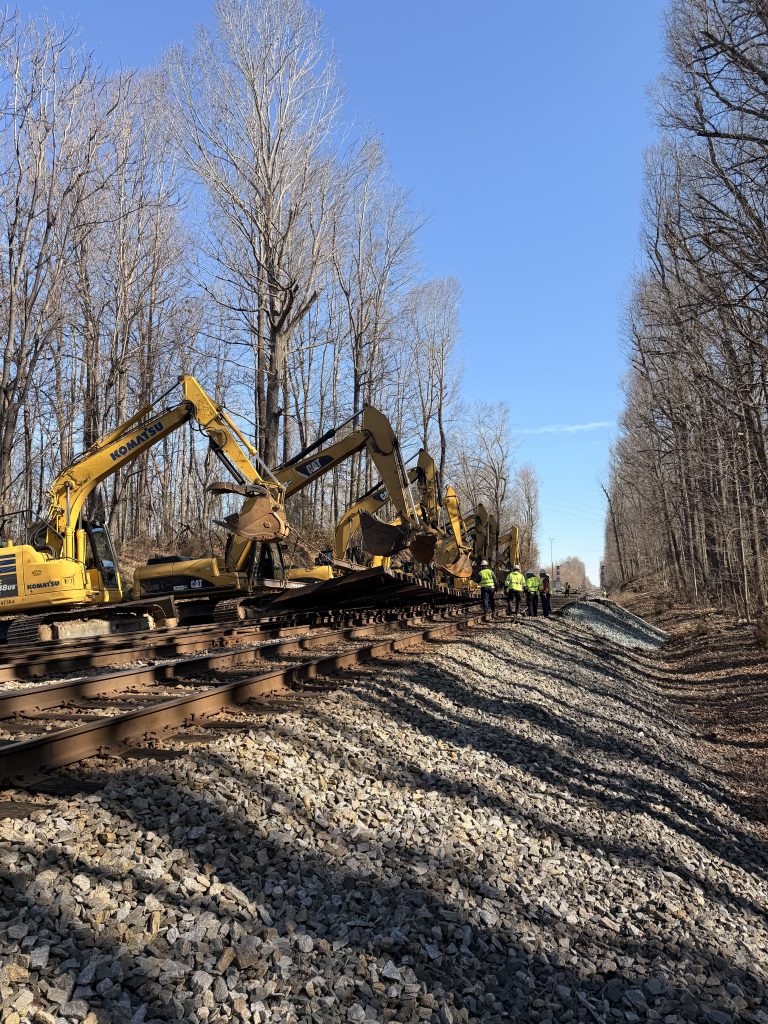 Trucks on railway project